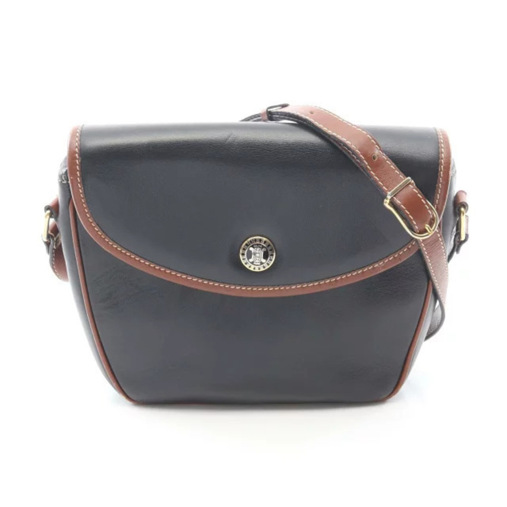 Celine Shoulder Bag Leather Black Brown